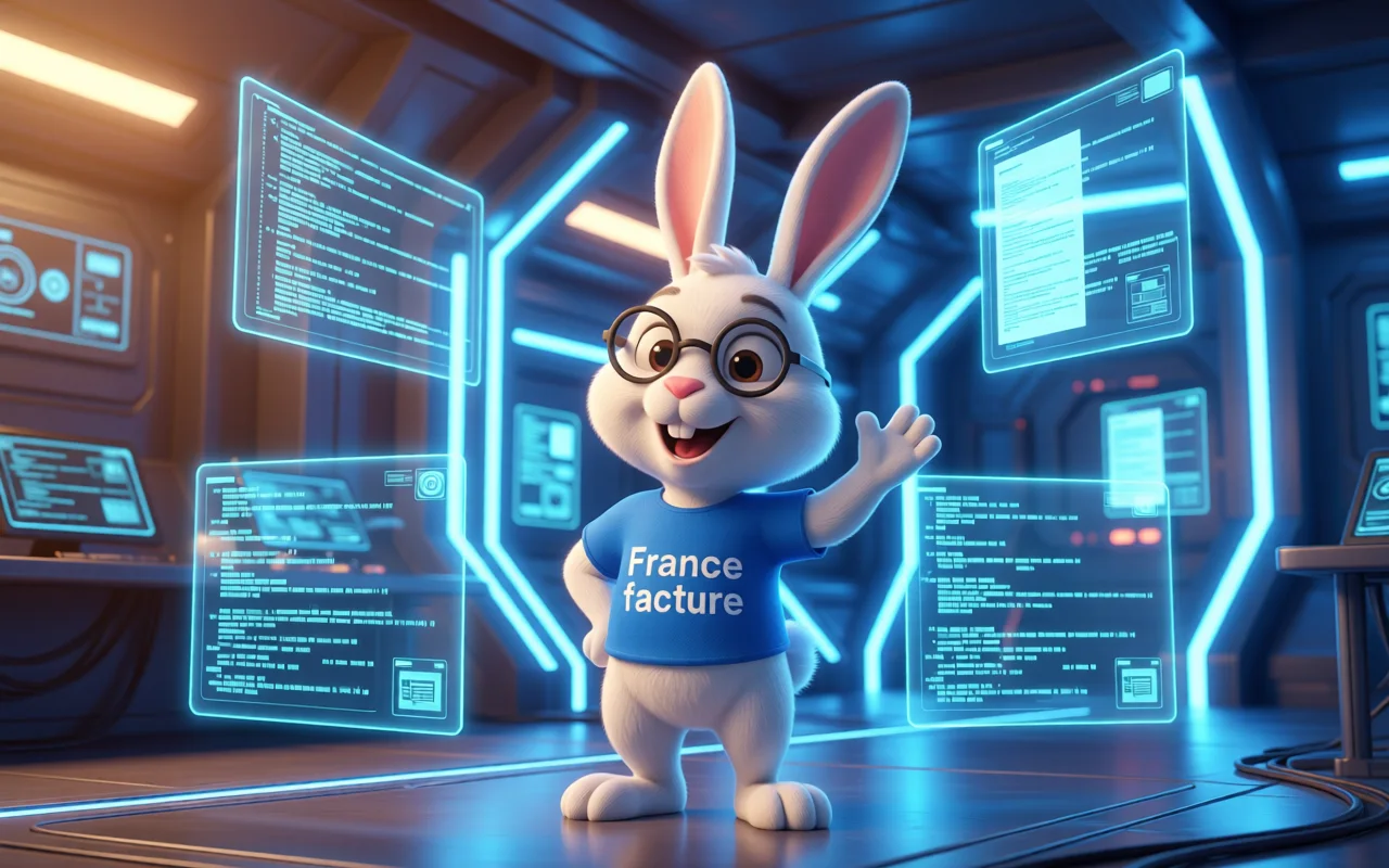 Mascotte lapin France Factures illustrant : Factur-X, UBL, CII : quel format choisir pour vos factures électroniques ?