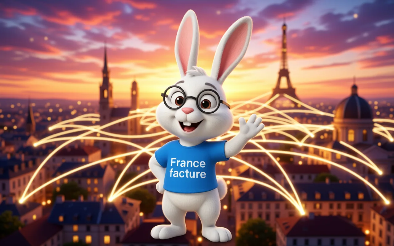 Lapin mascotte France Factures illustrant : International — Vos clients européens passent aussi à la facture électronique