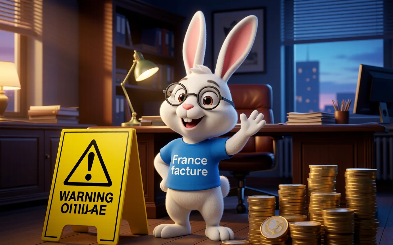 Mascotte lapin France Factures illustrant : Sanctions facturation électronique : les amendes que risque votre entreprise