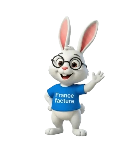 Mascotte France Factures qui salue pour accueillir les nouveaux utilisateurs