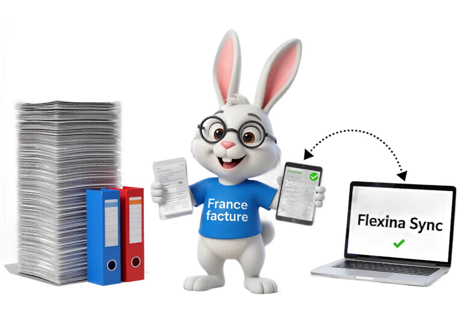 Mascotte France Factures illustrant le passage de la facturation papier à la facturation électronique pour les experts-comptables
